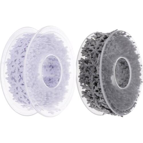 10 Meters Polyester Snowflake Ribbon Lace Trim Embellishment for Christmas Gift Wrapping Decoration