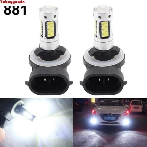 2PC 881 H27 4014 Chips 30SMD Bulb High Power Car LED Fog Light Drving Light Replacement 800LM w / Lens DC 12V 800LM