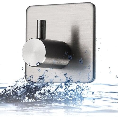 5PCS Bathroom hooks for kitchen Door Wall Hanger Wall Hooks Hanger Self Adhesive Robe Towel Hook 304 Stainless Steel