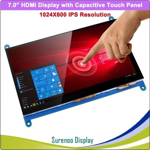 7.0" inch 800*480 1024*600 IPS HDMI-Compatible TFT LCD Module Screen Display with USB Capacitive Touch Panel for Raspberry Pi