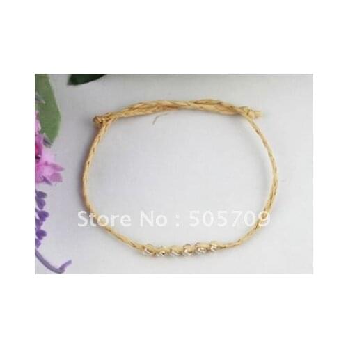 80PCS raffia wish bracelets W/clear seed beads #21637