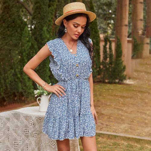 CRRIFLZ Summer Dresses With Buttons