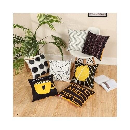 Pillow Sofa Pillow Cover Peach Skin Velvet Geometric Simple Cartoon Pillow Case Bay Window Square Fashionable Cushion Cover