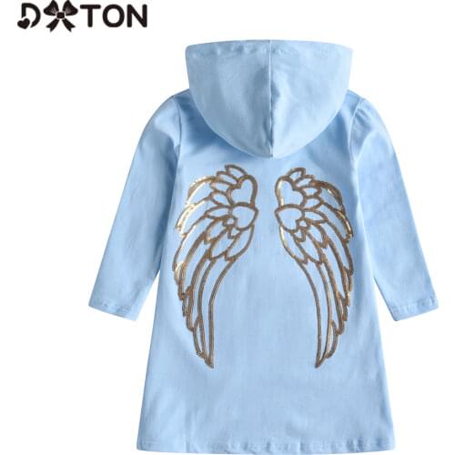 DXTON Hoodied Kids Dresses For Girls Long Sleeve Autumn Winter Children Dresses Girls Casual Hoody Dress Toddler Cotton Clothing