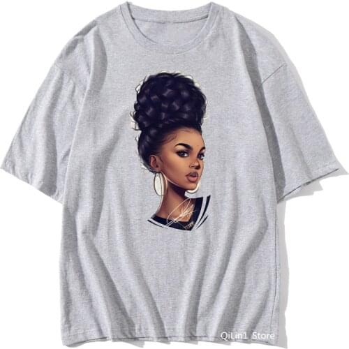Melanin Poppin shirt gray solid t shirt women summer tops 2021 pretty black girl print female t-shirt oversized tshirt