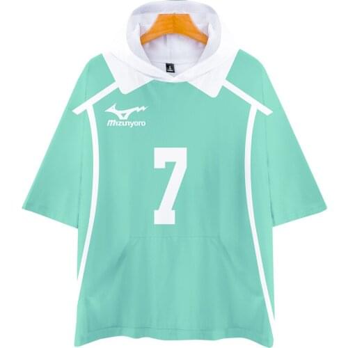 Anime Haikyuu Cosplay Costume 3D Hooded T-shirt Oikawa Tooru Short Sleeve Clothes Aoba Johsai High School Volleyball Club Adult