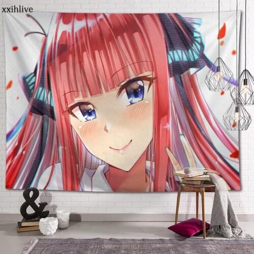 Custom Tapestry Anime Nino Nakano Printed Large Wall Tapestries Hippie Wall Hanging Bohemian Wall Art Decoration Room Decor