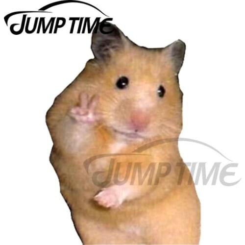 JumpTime 13 x 4.2cm For Hamster Peace Sign Car Stickers and Decals Funny Occlusion Scratch Waterproof 3D JDM Accessories