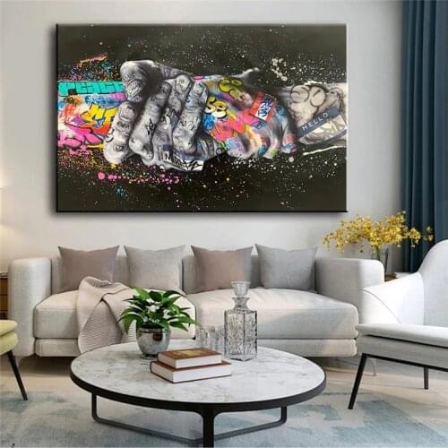 Lover Hands Street Graffiti Art Canvas Painting Abstract Posters and Prints Cuadros Wall Art Pictures for Living Room Home Decor