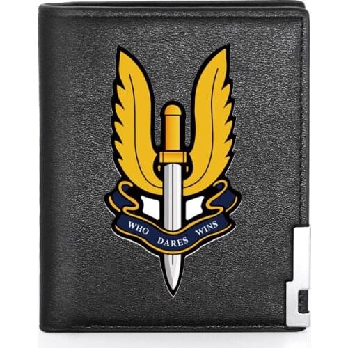 Fashion Special Air Service Printing Mens Wallet Leather Purse For Men Credit Card Holder Short Male Slim Money Bags