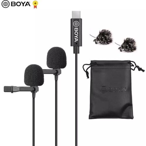 BOYA BY-M3 Lavalier Lapel Microphone mini Mic Omnidirectional Single Head 6 Meters Cable Compatible with USB Type-C Interface