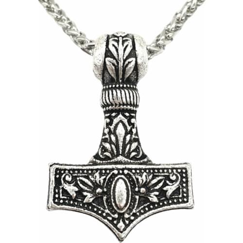 Nostalgia Thor Hammer Mjolnir Pendant Viking Chain Necklace Amulets Protection