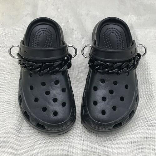 2021 New Designer Black Acrylic Shoe Chain Croc Charms DIY Fashion Women Children Croc Jibz Shoe Buckles Decoration Accessories