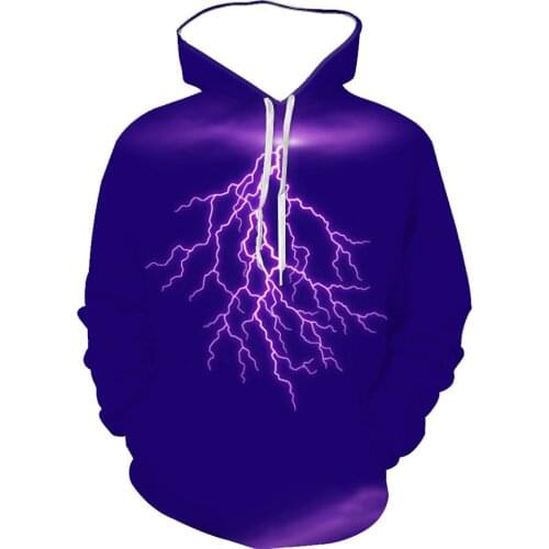 2021 New MenS And WomenS Hoodie 3d Color Printing Thunder Light Series Round Tie Cap Long Sleeve Autumn And Winter Sportswear