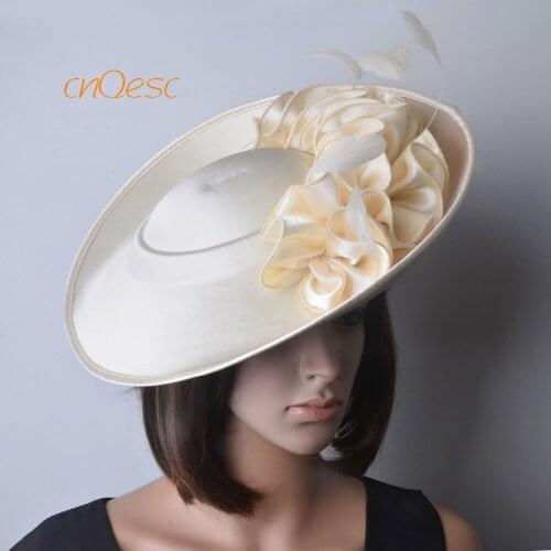 NEW Wholesale ARRIVAL! Nude beige Large Matte satin fascinator sinamay hat Formal dress hat for Wedding Races.FREE SHIPPING