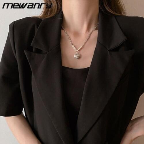 Mewanry 925 Sterling Silver Love Heart Necklace for Women New INS Fashion Simple Temperament Party Jewelry Birthday Gifts