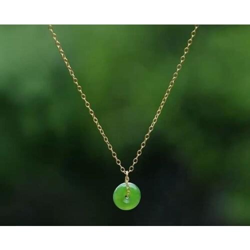 Natural Hetian jade Round Pendant Necklace Chinese style retro exquisite winter new charm elegant womens brand jewelry