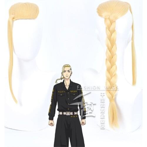 45cm Anime Tokyo Revengers Ryuguuji Ken Wig Cosplay Wigs Playing Long Golden Hair Halloween 1:1 Wigs Cap