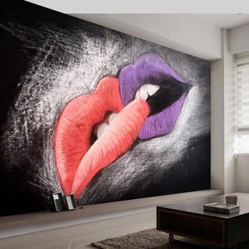 Custom Photo Wallpaper For Walls 3D Creative Red Lips Hand Painted Oil Painting European Style Background Decorative Wall Mural