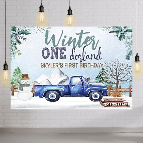 Christmas Red Truck Backdrop Winter Wonderland Snowy Forest Tree Photography Newborn Kids Birthday Portrait Background Studio
