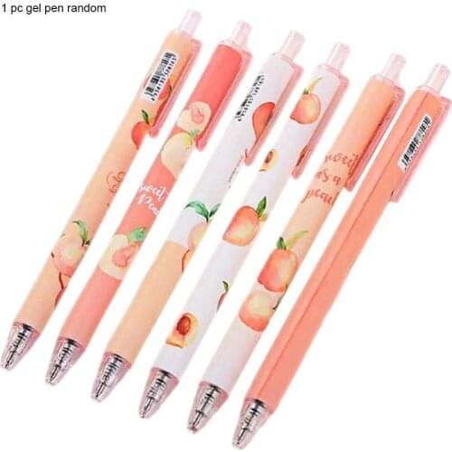 Cute Peach Mechanical Pen Kawaii Fruit 0.5 Black Ink Ballpoint Pen School Office Automatic Pen Novelty Pen Kids Stationery Gift