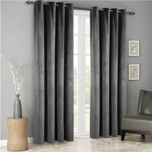 Grey Solid Blackout Living Room Curtains Modern Velvet Curtains Drapes for The Bedroom Window Door Home Decor Curtain
