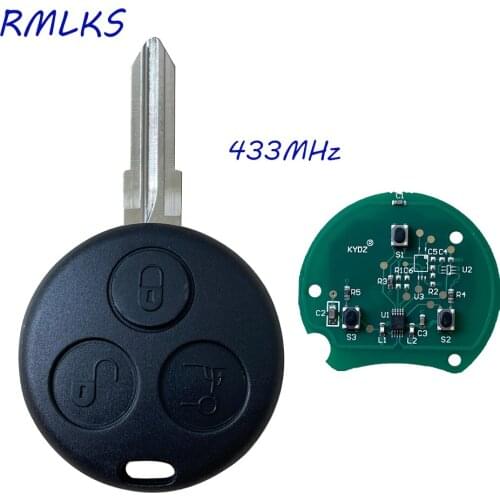 3 Button Smart Remote Car Key Fob for Mercedes Benz Smart City Fortwo Roadster Passion 450 Remote Key 433MHz Replacement Fob