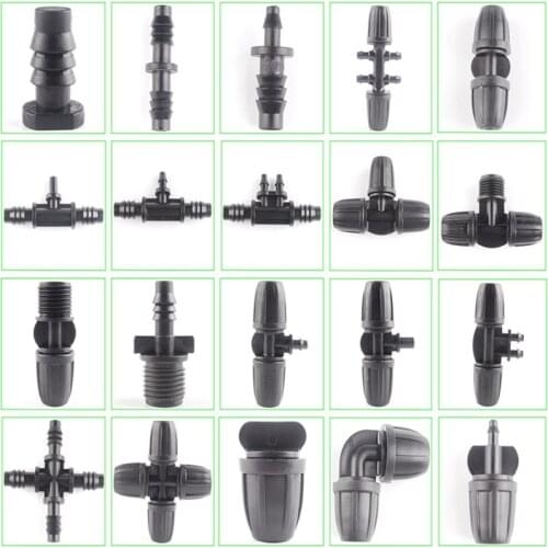 Garden Water Connector Orchard Plant Irrigation System 8/11 to 4/7mm Lock Buckle Hose Joint Barb Tee Straight Elbow Accessories