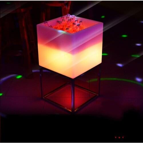 LED Commercial Furniture 40CM 16Inch Cube Seat Chair Waterproof IP68 Rechargeable Display Case Cabinet Bar Nightclub Ice Buckets