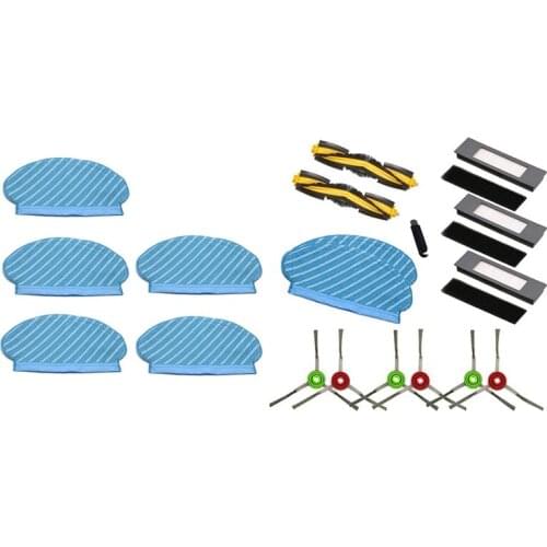 TOP!-5Pcs Mop Cloth for Ecovacs Deebot OZMO 950 920 & 1set Mopping Cloth Rag Main Brush Roller Side Brush HEPA Filter