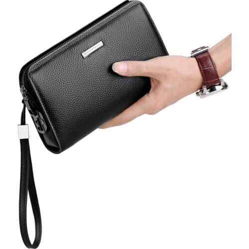 WilliamPOLO Casual Men Wallet Long Clutch Genuine Leather Credit Card Holder Multi Card Case Coin Phone Purse Anti Theft Handbag