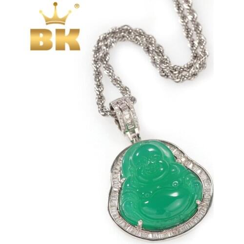THE BLING KING Buddha Pendant Necklaces For Women Gold Silver Color Colored Gem Necklace Jewelry New Style Drop Shipping