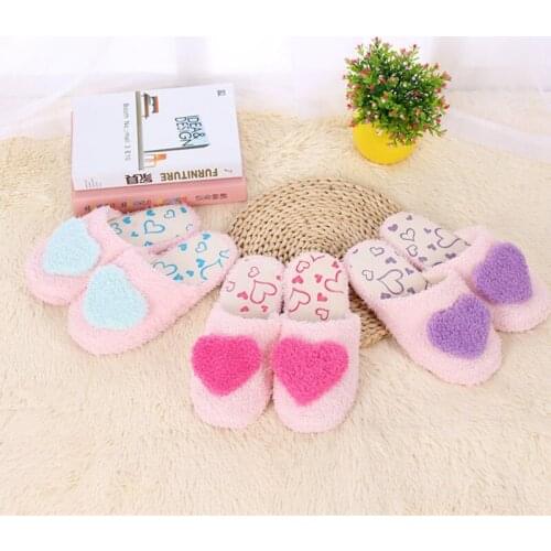 2020Love Slippers Indoor Warm Cotton Slippers Non-slip Soft-soled Shoes Silent Mute TPR Home Slipper