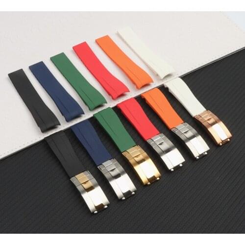 21*18mm watch band Curved End nature Silicone Rubber Watchband For Role strap for Explorer II 2 Bracelet Combination buckle tool