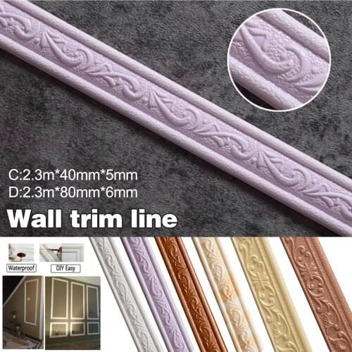 3d Pattern Sticker Wall Trim Line Skirting Border Decoration Self Adhesive Household For Living Room Diy Background Cocina