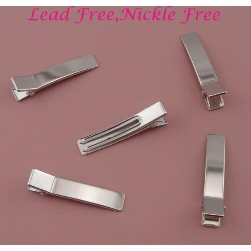 50PCS 4.8cm 1.85" Silver Arched Rectangle Metal Alligator Clips with double prongs Duck hairpins lead free,nickle free,wholesale