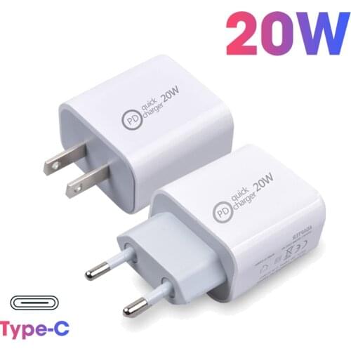 20W Charger Adapter PD QC Type-C USB C Port US EU Charger For iPhone 12 Mobile Phone Type C Quick Charging Charge Accessories
