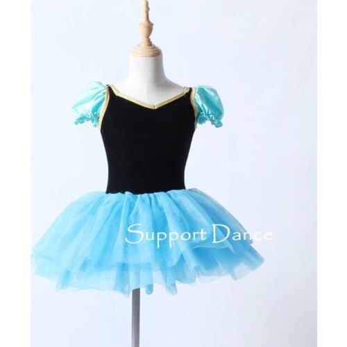 Puff Sleeve Velvet Ballet Tutu Dress Children Adult Performance Costume Support Dance C264