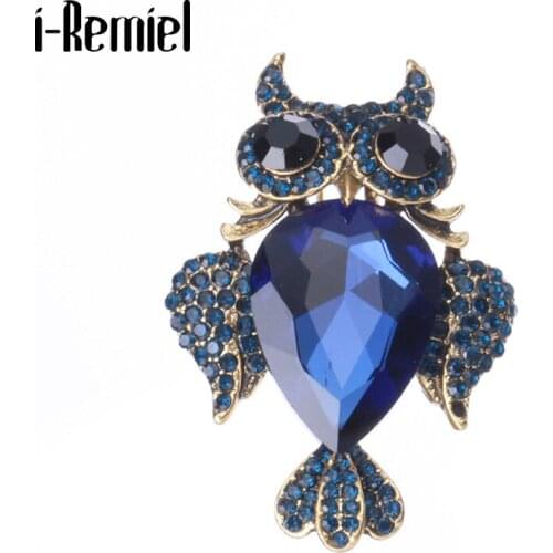 Creative Rhinestone Owl Brooch Pins Metal Animal Crystal Lapel Pin Fashion Coat Suit Corsage Jewelry for Women Men Accessories