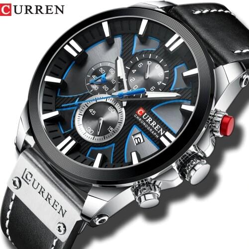 2020 New CURREN Watch Chronograph Sport Mens Watches Quartz Clock Leather Male Wristwatch Relogio Masculino Fashion Gift for Men