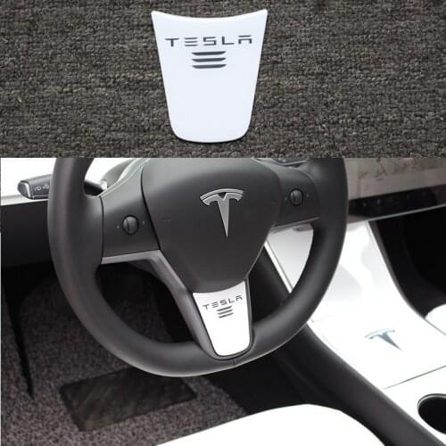 For Tesla Model 3 Car Interior Steering Wheel Cover Car 3D PU Steering Wheel Decoration Cover Sticker For Tesla Accessories