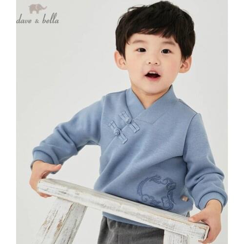DBW16310 dave bella winter baby boys Chinese style cartoon T-shirt children tops boy kids fashion tees