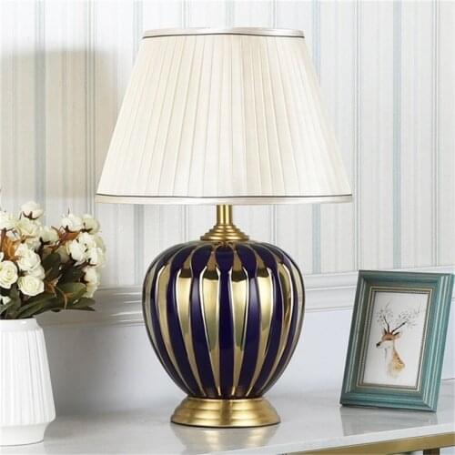 ORY Table Lamp Ceramic Luxury Copper Desk Light LED Fabric Home Decorative For Foyer Dining Room Bed Room Office Reading