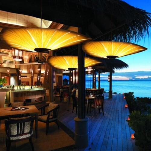 Chinese Style Wooden Lamps Veneer Bamboo Living Room Pendant Lights Restaurant Lamp Dining Room Lights pendant lights