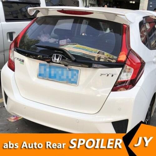 For HONDA FIT Spoiler 2014-2016 jazz spoiler High Quality ABS Material Car Rear Wing Primer Color Rear Spoiler