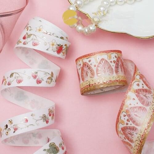 1PC Cute Strawberry Bronzing Decorative Washi Tapes DIY Scrapbooking Stickers School Office Sipplies