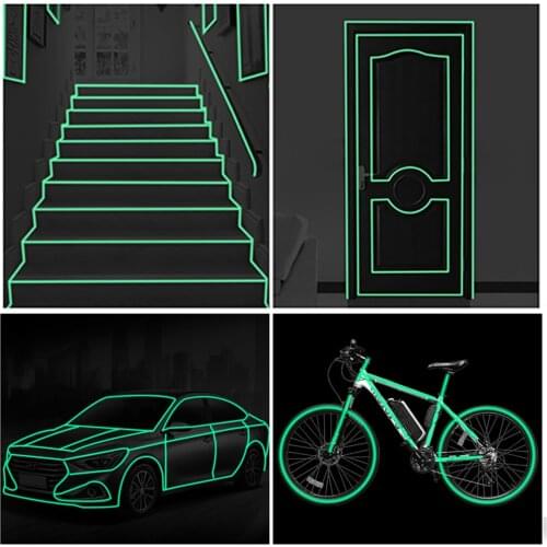 Cool Warning Glow Dark Night Tapes Safety Auto Home Styling Cycling Reflective Tape Car Stickers Bike Stickers DIY Light Luminou