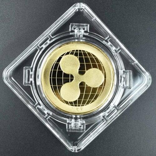 Collectible Great Gift 40mm Gold Plated Ripple Coin Crypto with spin case Metal Commemorative Coin