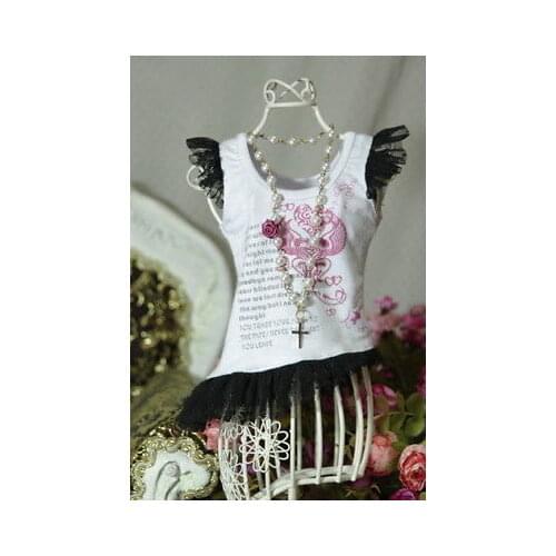 [wamami] 06# Lace White/Black T-Shirt Outfit 1/4 MSD 1/3 SD DZ AOD BJD Dollfie