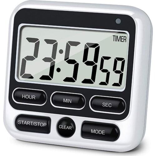 Kitchen Digital Timer Large LCD Digital Screen Display Timer Square Cooking Count Up Countdown Alarm Clock Sleep Stopwatch Clock